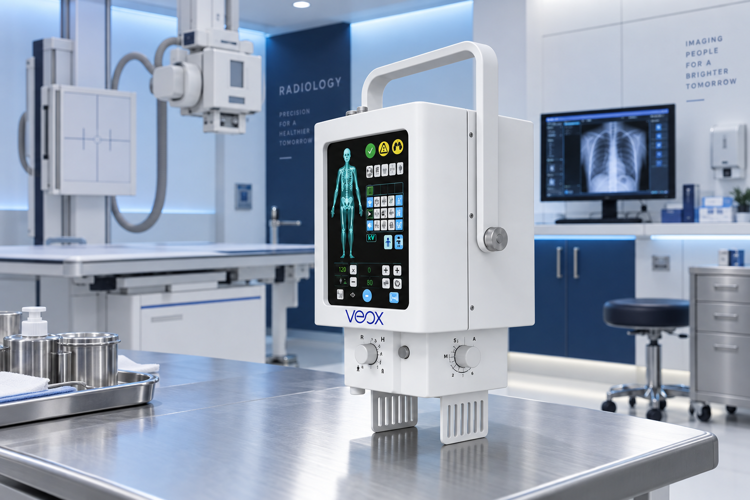 VEOX PX Camera handheld X-ray camera weighing approximately 1.4 kg used for highly mobile point of care imaging